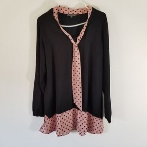 Adrianna Papell - Black / Pink Polka Dot Sweater